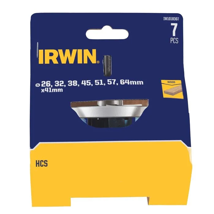 Irwin IRWIN Set gatenzagen 7PCS voor hout 26, 32, 38, 45, 51, 57 en 64mm.