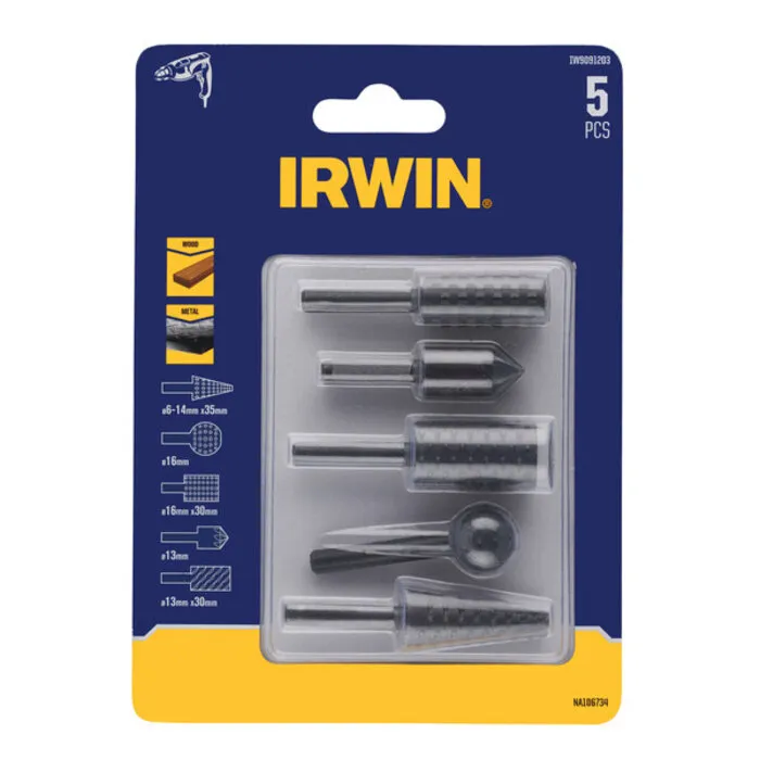 Irwin IRWIN Rasp Set 5PCS, 4 raspen en verzinkboor
