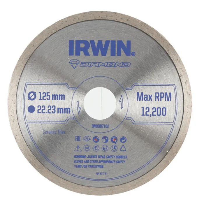 Irwin IRWIN Pro Performance diamantzaagblad 125mm voor haakse slijper, keramiek en tegels, volle rand