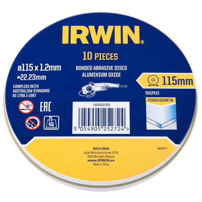 Irwin IRWIN Blik doorslijpschijfven metaal 10PCS - 115x1,2mm