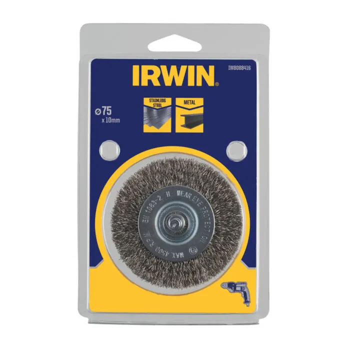 Irwin IRWIN Staaldraadborstel (boormachine) voor metaal, diameter 75mm, dikte 10mm.