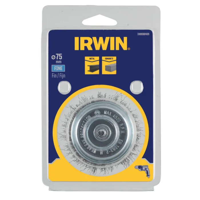 Irwin IRWIN Komstaaldraadborstel (boormachine) voor metaal, beton - fijn, diameter 75mm.