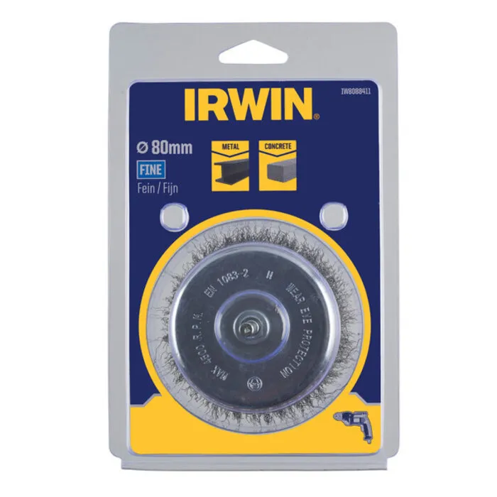 Irwin IRWIN Komstaaldraadborstel (boormachine) voor metaal, beton - fijn, diameter 80mm.