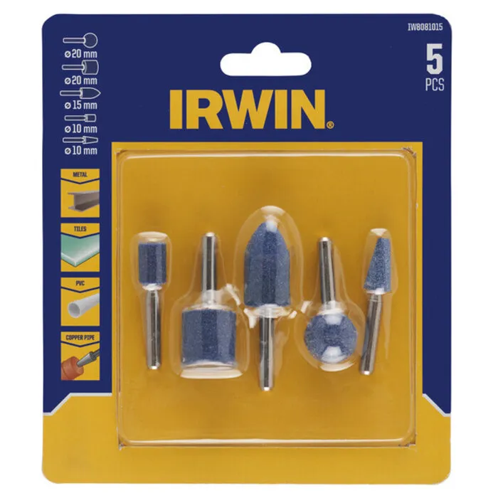 Irwin IRWIN Set slijpstenen 5PCS (boormachine) voor metaal, keramiek, pvc, koper, as 6mm