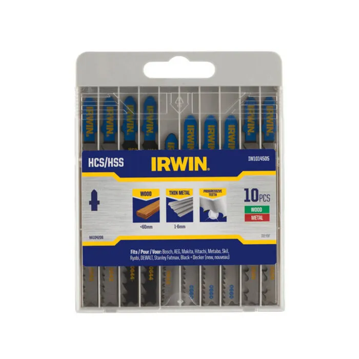 Irwin IRWIN Set Pro Performence decoupeerzagen 10PCS mix 7 hout/3 metaal, diverse vertanding, T-aansluiting