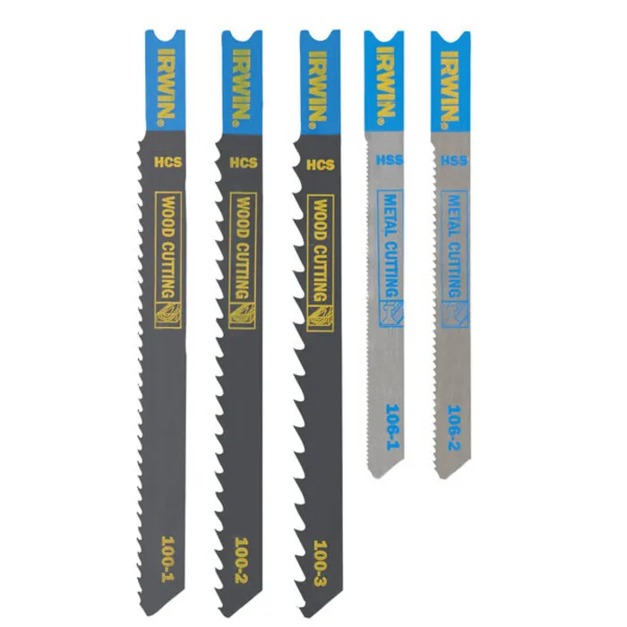 Irwin IRWIN Set decoupeerzaagbladen 5PCS Mix 3xhout, 2xmetaal. Diverse vertanding. U-aansluiting.