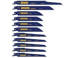 Irwin Set bimetal reciprozaagbladen voor hout, PVC en metaal 11PCS, diverse vertanding en lengte