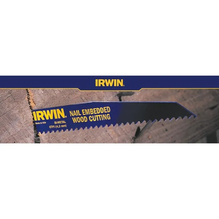 Irwin IRWIN Reciprozaagblad 300mm 6TPI, 5x zagen van hout met spijkers