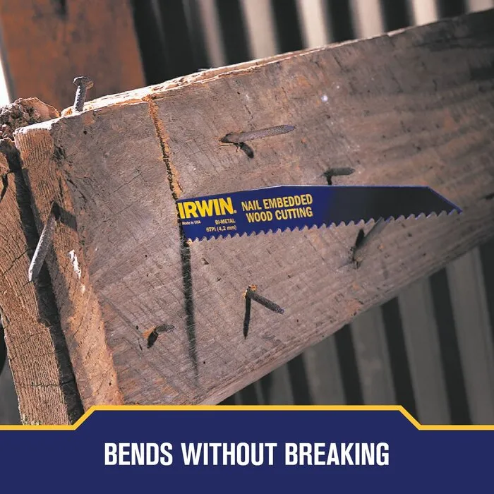 Irwin IRWIN Reciprozaagblad 300mm 6TPI, 5x zagen van hout met spijkers