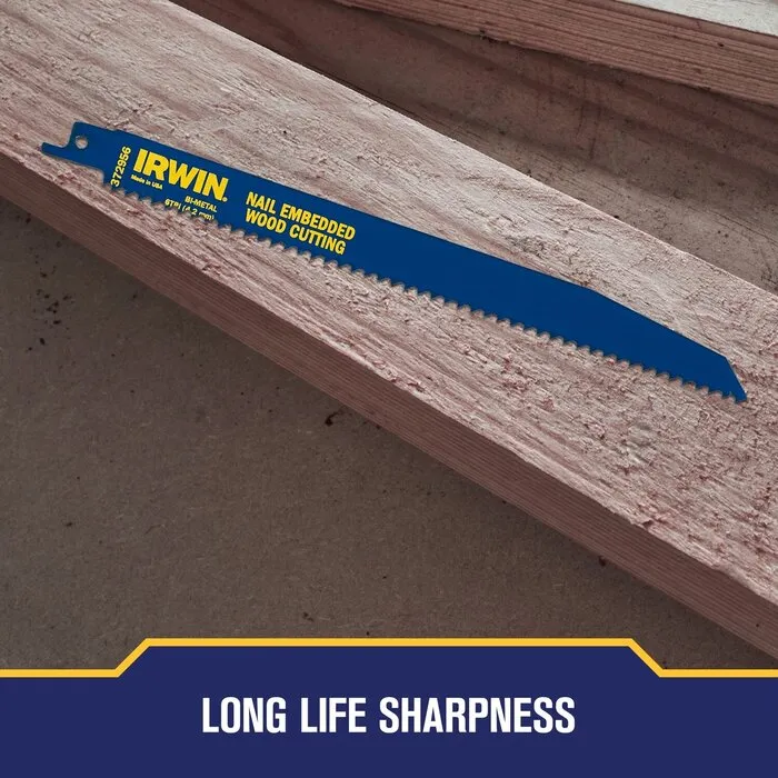 Irwin IRWIN Reciprozaagblad 300mm 6TPI, 5x zagen van hout met spijkers