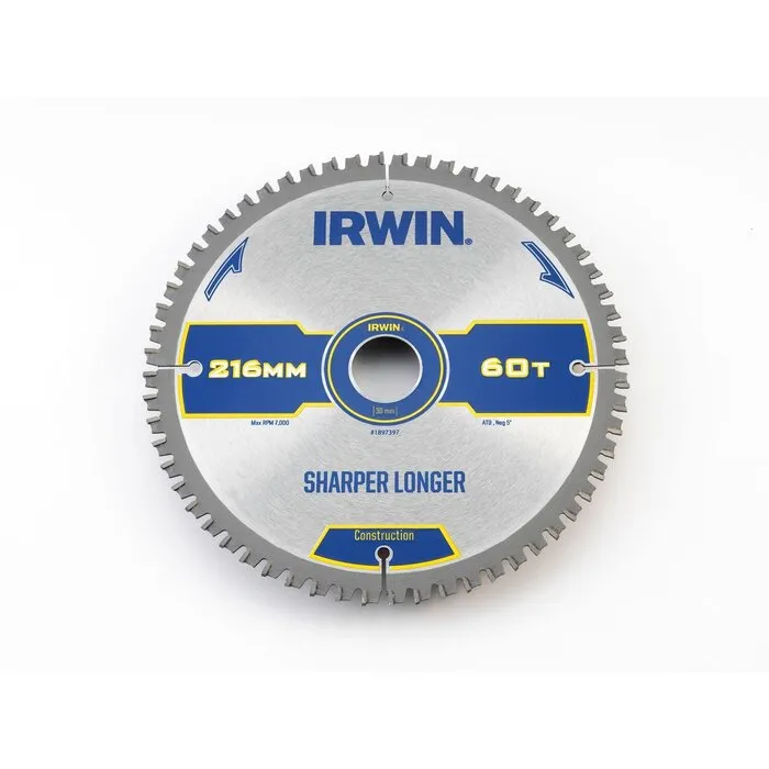 Irwin IRWIN Cirkelzaagblad T.C.T 216mm/60T- asgat 30mm
