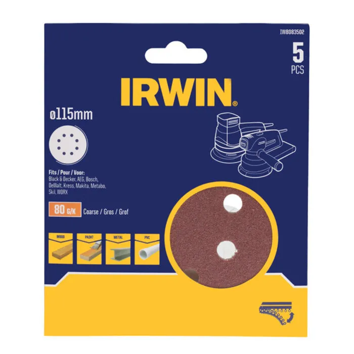 Irwin Schuurschijven excentrisch diameter 115mm met klittenband, K80