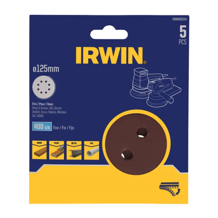 Irwin IRWIN Schuurschijven excentrisch diameter 125mm met klittenband, K400