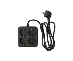 Benson Tools Stekkerdoos 4-voudig + RA + 1.5 mtr vierkant zwart