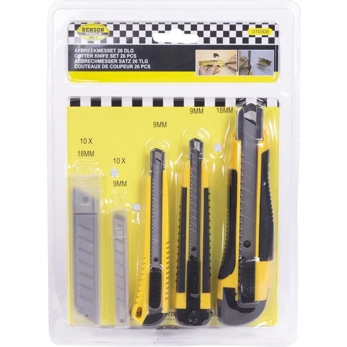 Benson Tools Afbreekmessen set 9 mm en 18 mm + 20 reservemessen