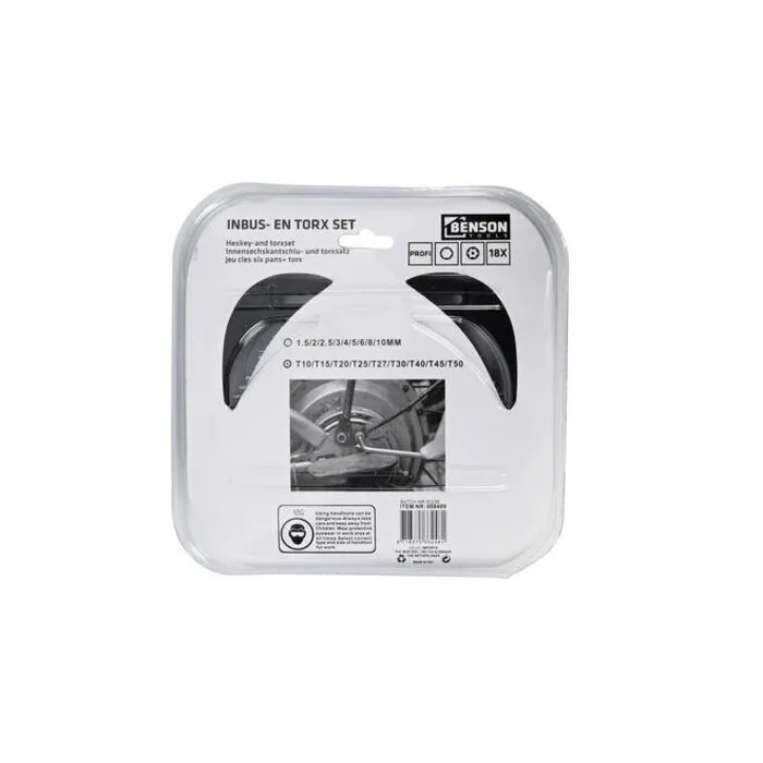 Benson Tools Inbus + torx sleutelset 18 dlg profi box