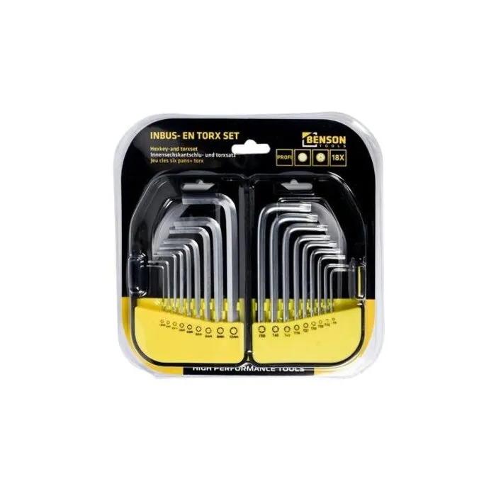 Benson Tools Inbus + torx sleutelset 18 dlg profi box