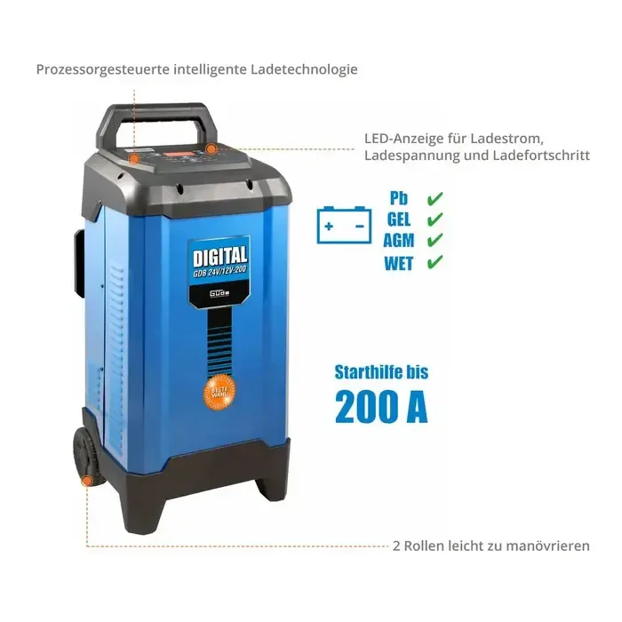 Güde Güde Digital GDB 24V/12V-200 acculader - Geschikt voor laden tot 450Amp