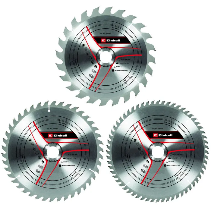 Einhell Gereedschap Einhell HM TCT Zaagbladenset - 3-delig - Ø254x30x3,2 mm  (24, 42, 60 T)