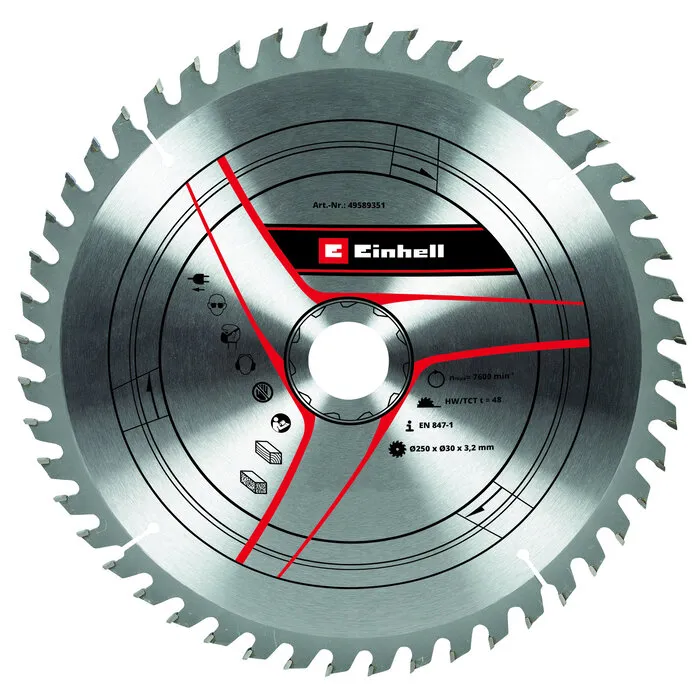 Einhell Gereedschap Einhell HM TCT Zaagblad - 1 stuk - Ø250x30x3,2 mm / 48 T