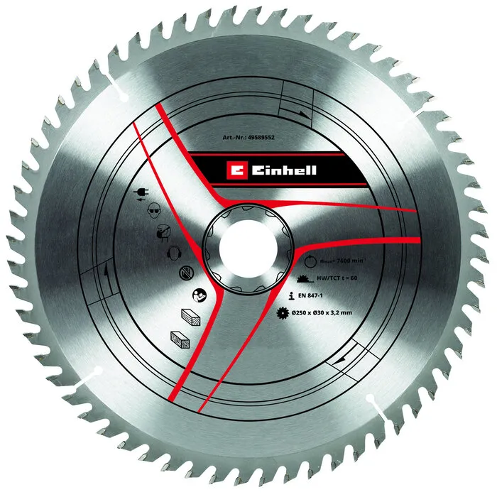 Einhell Gereedschap Einhell HM TCT Zaagblad - 1 stuk - Ø250x30x3,2 mm / 60 T