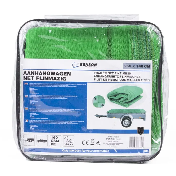 Benson Tools Aanhangwagen net fijnmazig 2,5 x 1,4 mtr in tas