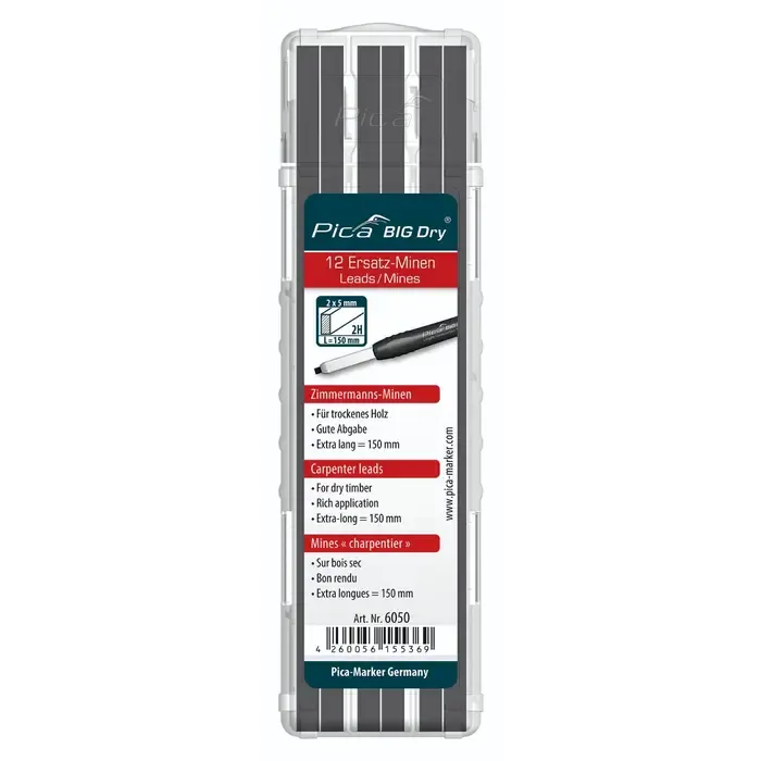 Pica Pica BIG Dry 6050 Navulling grafiet 2H voor Timmerman