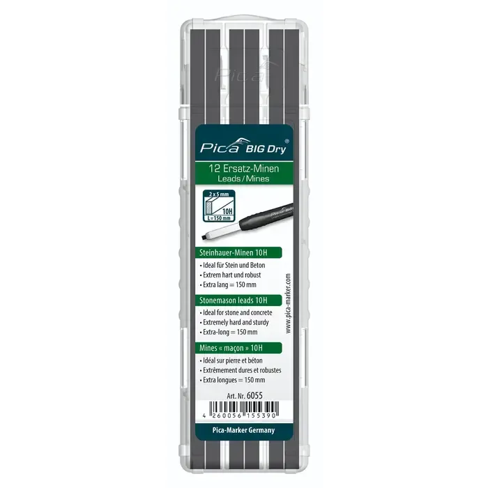 Pica Pica BIG Dry 6055 Navulling grafiet 10H voor Steenhouwer