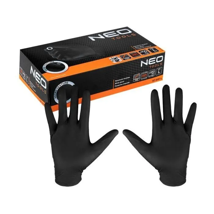 NEO Nitril handschoenen, zwart 100 stk, maat L