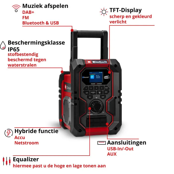 Einhell Gereedschap Einhell Bouwradio TE-CR 18 Li DAB+/FM/BT - Solo