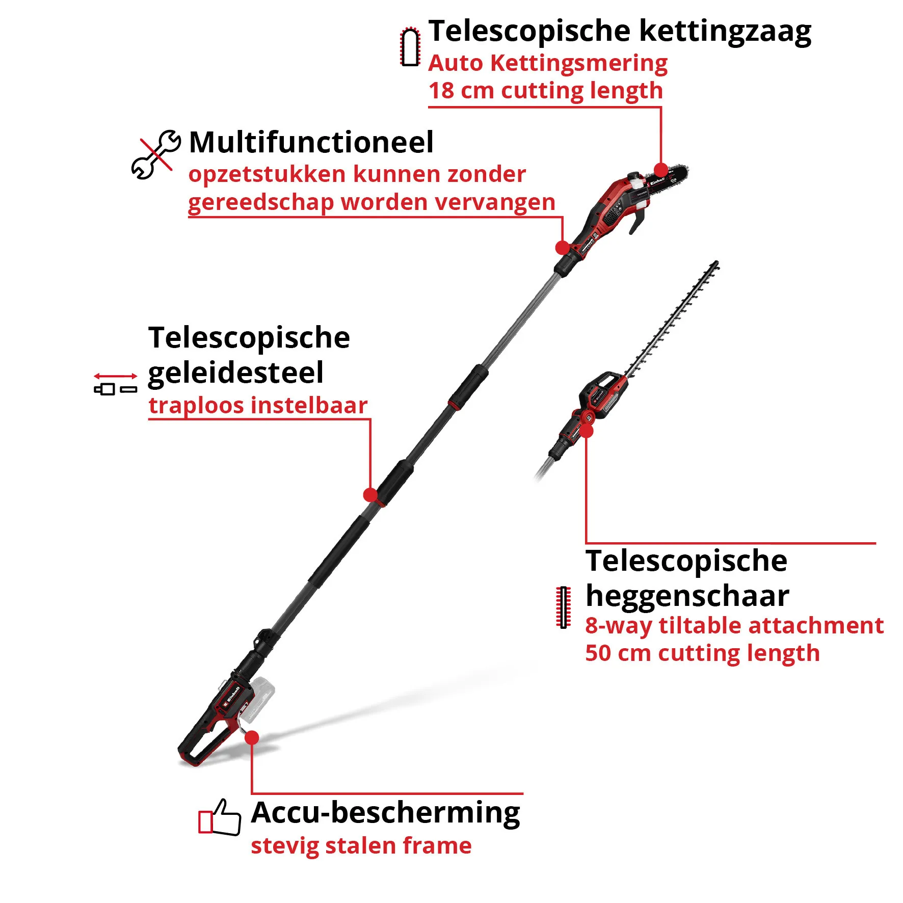 Einhell Gereedschap Einhell GP-HC 18/5020 Li T BL Solo - Accu Tuin-Multitool - Power X-Change