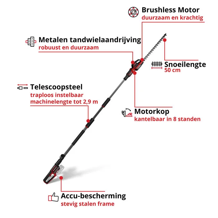 Einhell Gereedschap Einhell GP-HH 18/50 Li T BL Solo - Accu Telescopische Heggenschaar