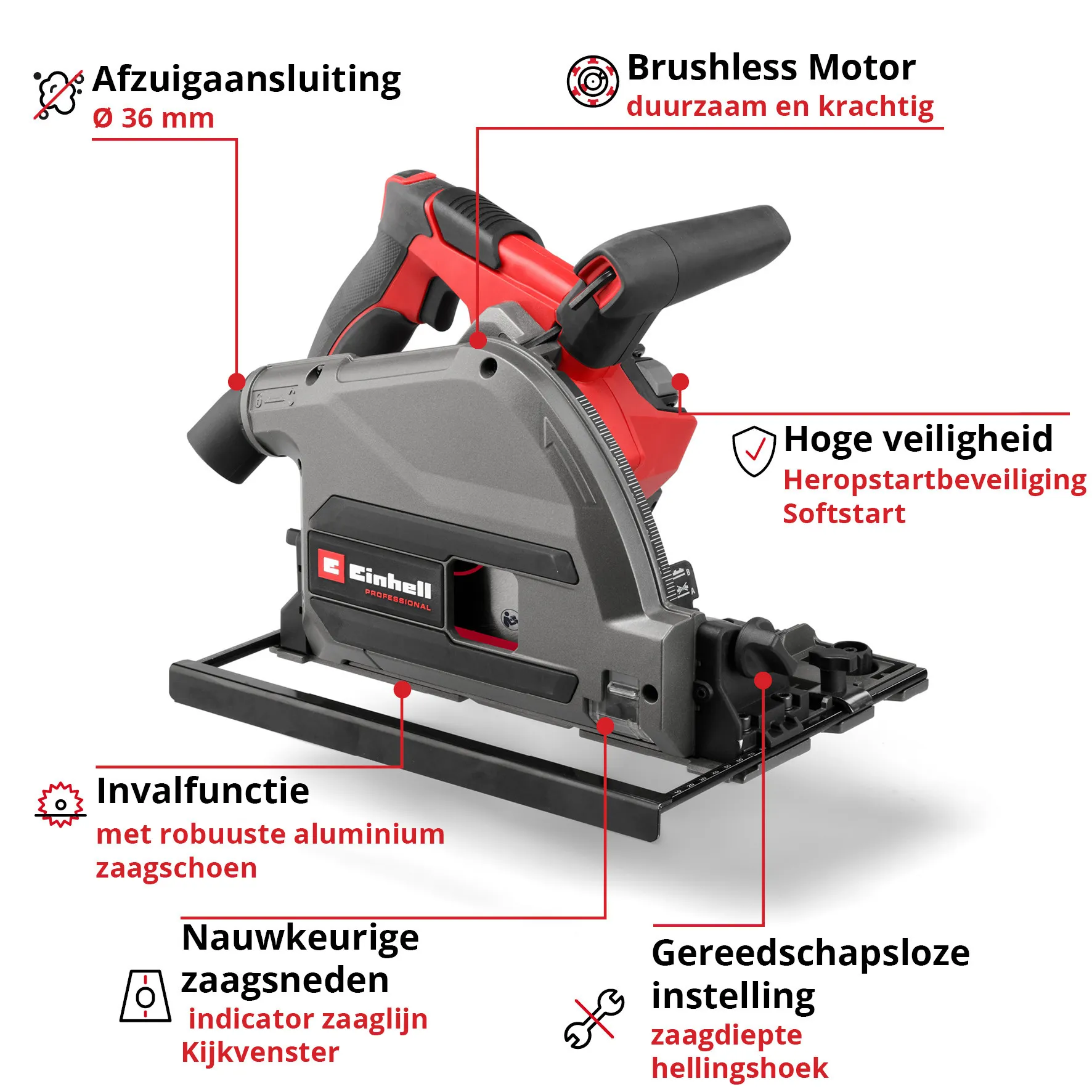 Einhell Gereedschap Einhell TP-PS 18/165 Li BL Solo - Accu Invalcirkelzaag - PXC