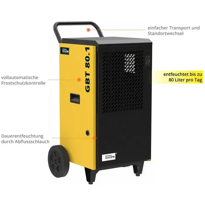 Güde Güde GBT 80.1 Bouwdroger – Energiezuinige ontvochtiger voor bouw en kelder, tot 80 liter per dag