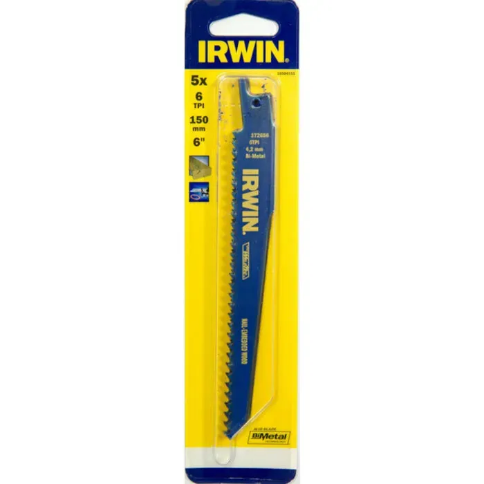 Irwin Reciprozaagblad 152mm 6TPI, zagen van hout met spijkers
