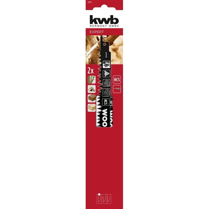 KWB KWB Reciprozaagblad HCS 242 mm – Voor Hout, Grove Vertanding (571115) 2 Stuks