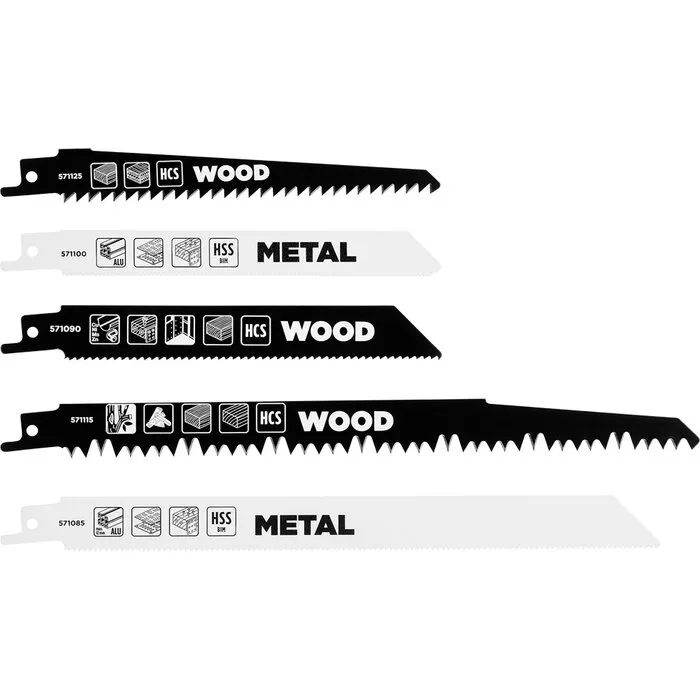 KWB KWB Reciprozaagbladen Set 5-delig – Voor Hout en Metaal (571075)