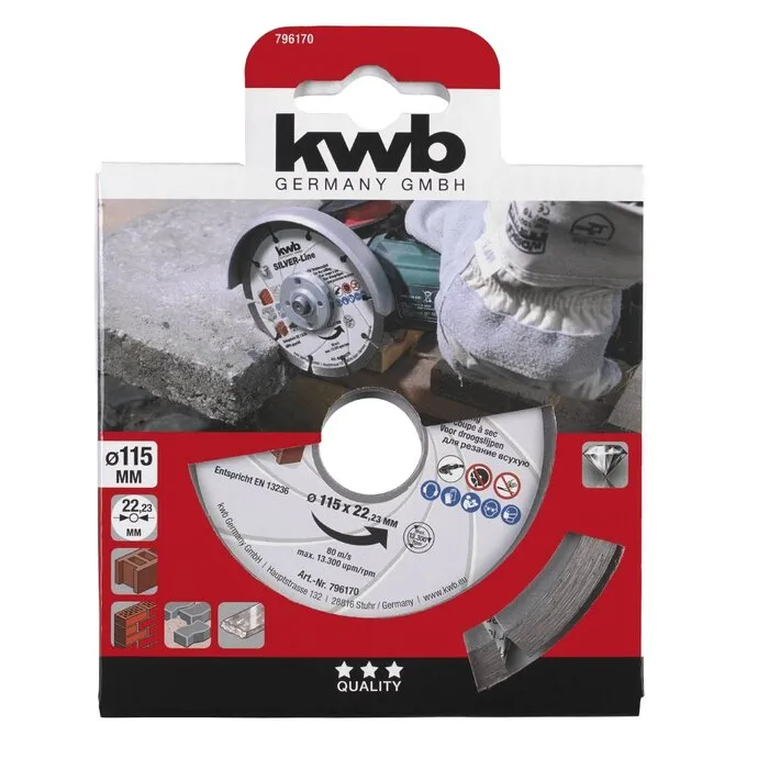 KWB Diamant Doorslijpschijf 115 mm – Segmented Rim