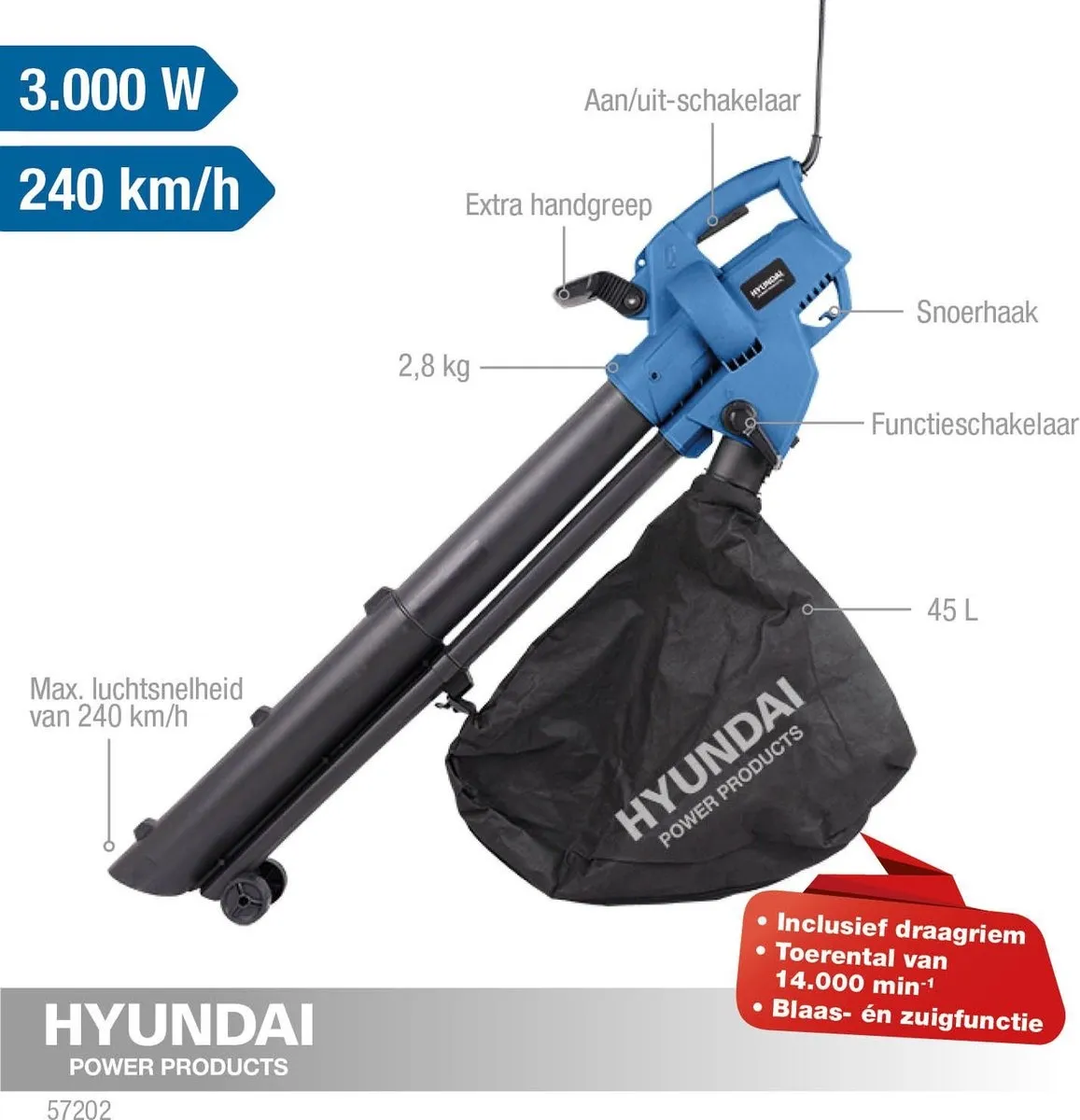 Hyundai Hyundai Bladblazer 57202 Home – 3000 Watt