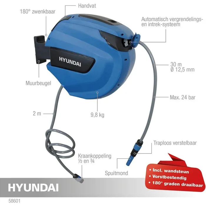 Hyundai Hyundai 58601 Wandslangenbox 30m1 - 12mm