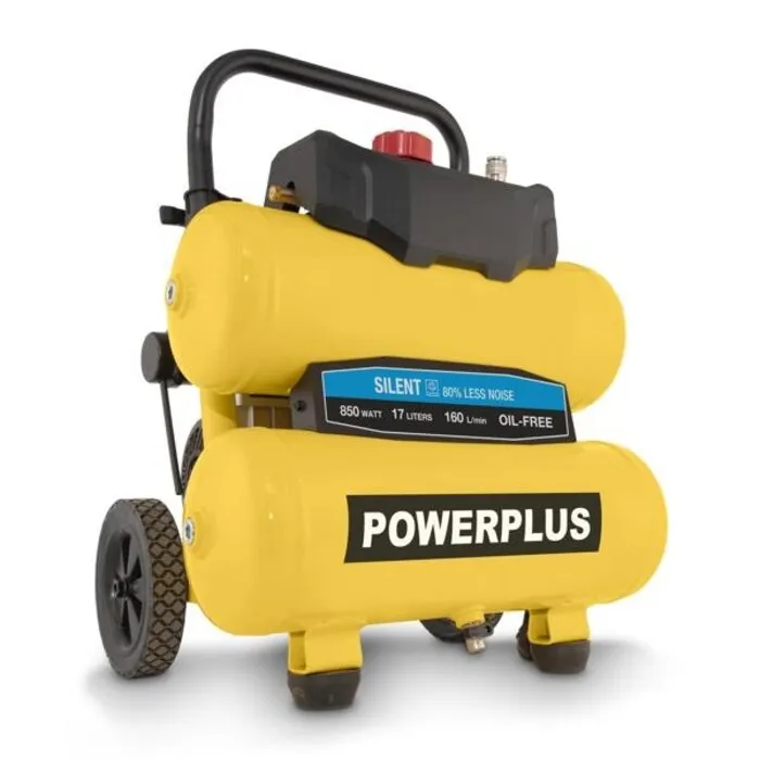 Powerplus PowerPlus Olievrije Compressor Silent Twin Tank 850W – 17 liter