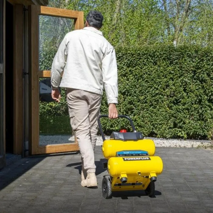 Powerplus PowerPlus Olievrije Compressor Silent Twin Tank 850W – 17 liter