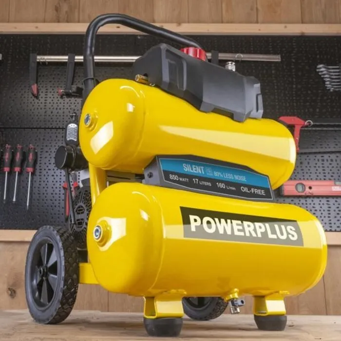 Powerplus PowerPlus Olievrije Compressor Silent Twin Tank 850W – 17 liter
