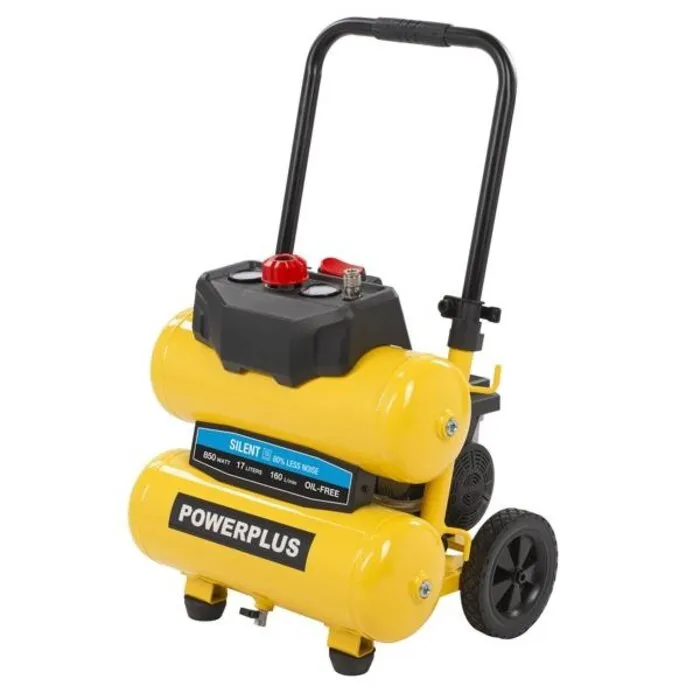 Powerplus PowerPlus Olievrije Compressor Silent Twin Tank 850W – 17 liter