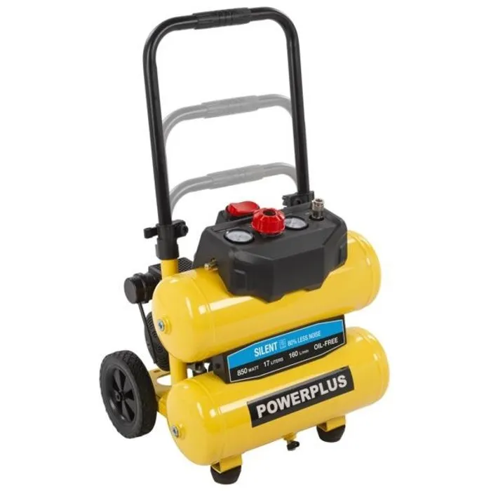 Powerplus PowerPlus Olievrije Compressor Silent Twin Tank 850W – 17 liter