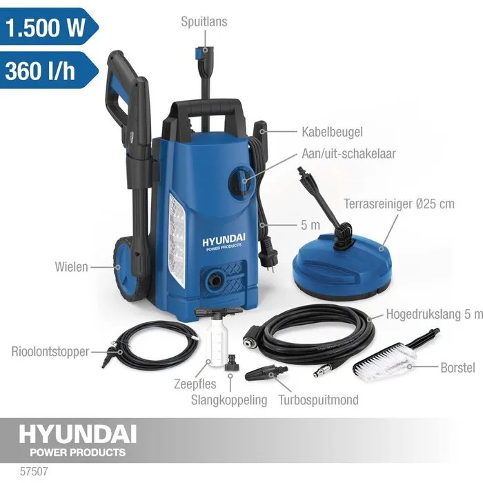 Hyundai Hyundai hogedrukreiniger 1500W 120bar
