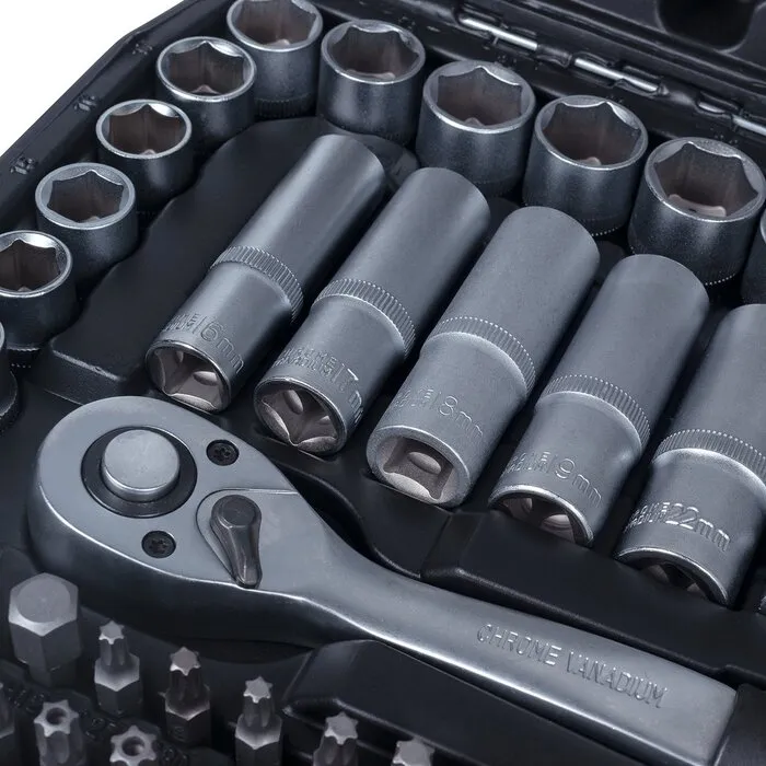 Hyundai HYUNDAI doppen set 216-delig - Inclusief koffer - Ergonomische handgrepen - Chroom-vanadiumstaal