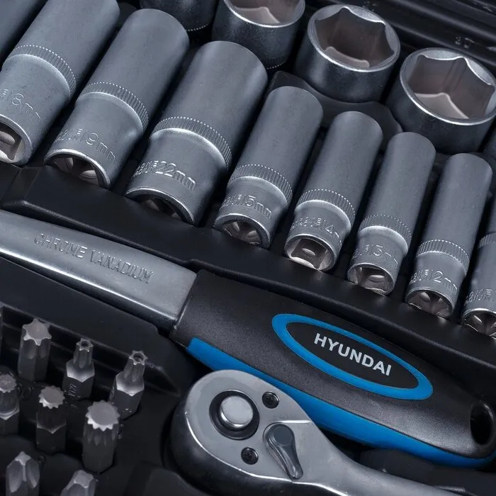 Hyundai HYUNDAI doppen set 216-delig - Inclusief koffer - Ergonomische handgrepen - Chroom-vanadiumstaal