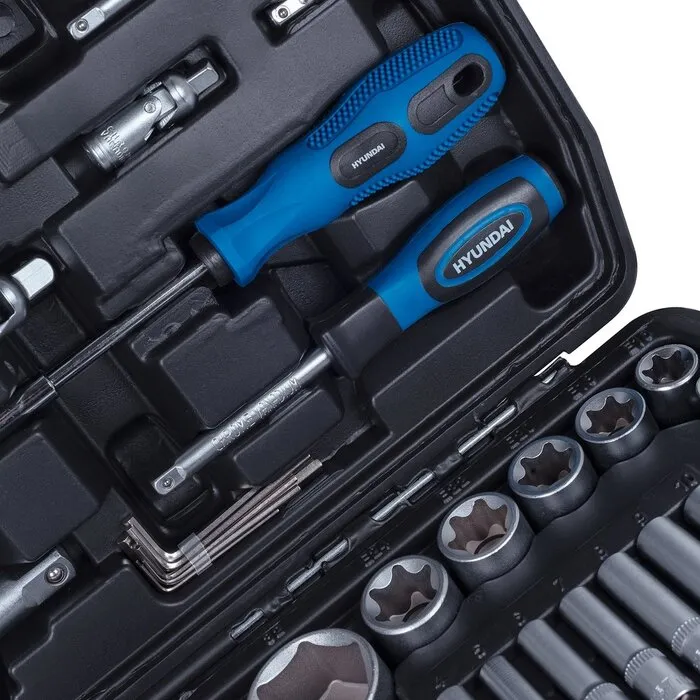 Hyundai HYUNDAI doppen set 216-delig - Inclusief koffer - Ergonomische handgrepen - Chroom-vanadiumstaal