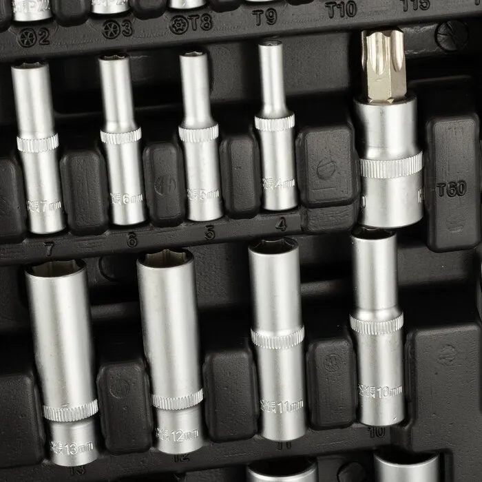 Hyundai HYUNDAI doppen set 216-delig - Inclusief koffer - Ergonomische handgrepen - Chroom-vanadiumstaal